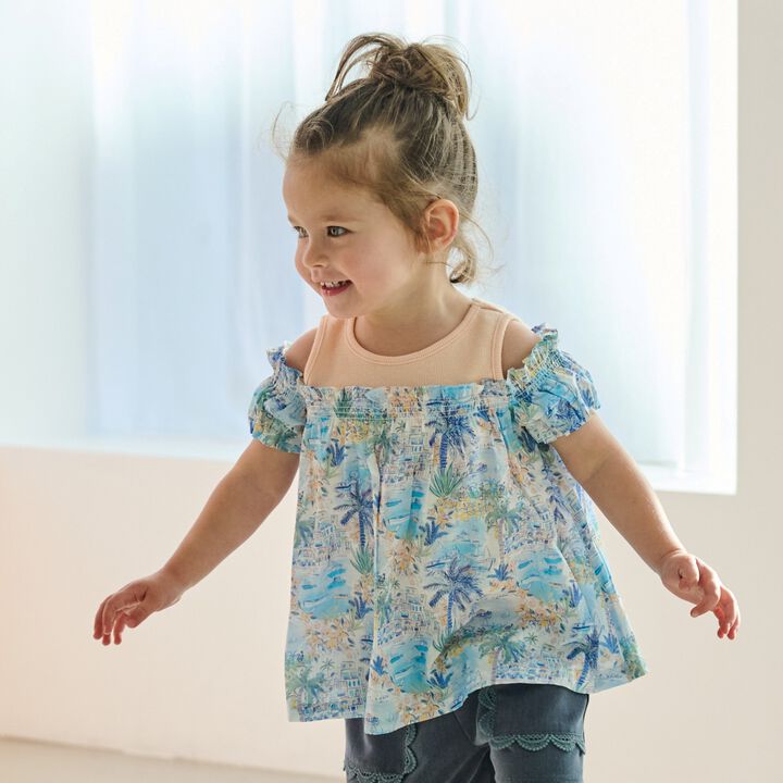 [Parent-Child Matching] Cape Vista Off-Shoulder Tunic,Blue, medium