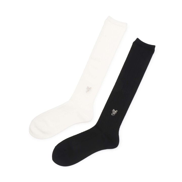 Ribbon Embroidery Knee-High Socks,Off white, medium image number 5