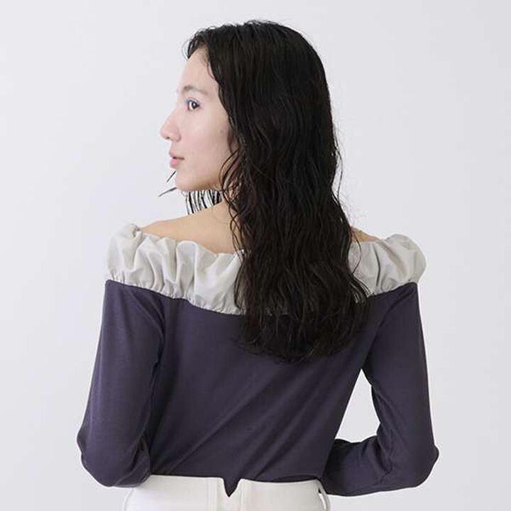 [LADIES] Balloon Collar Long Sleeve T-Shirt,Charcoal gray, medium image number 9