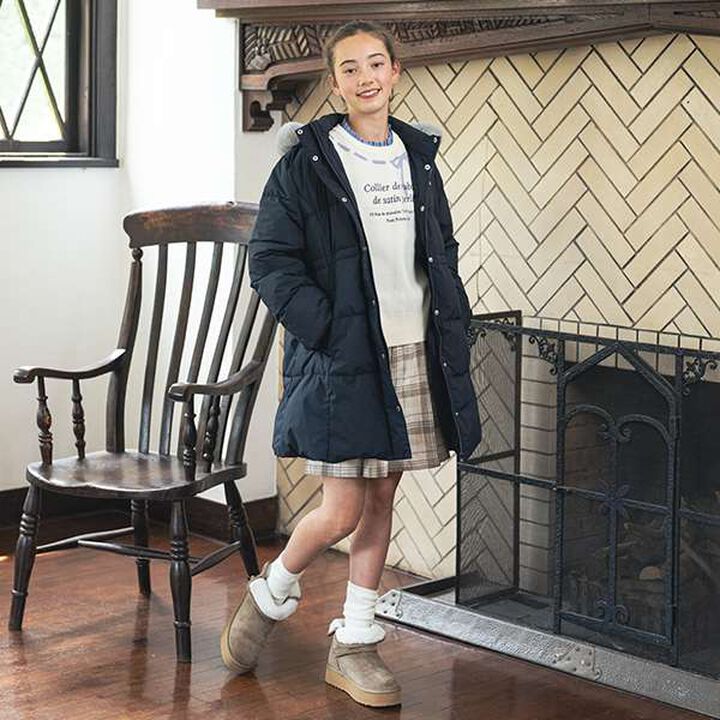 Water-Repellent, Machine Washable A-Line Down Coat,Navy, medium image number 10