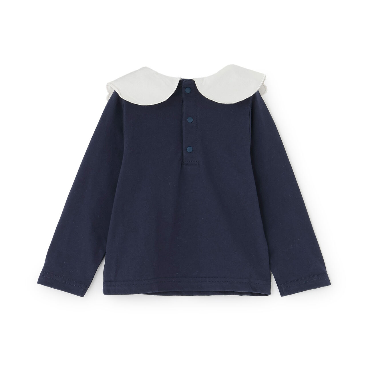 Strawberry Embroidery Scallop Collar Top,Navy, large image number 12