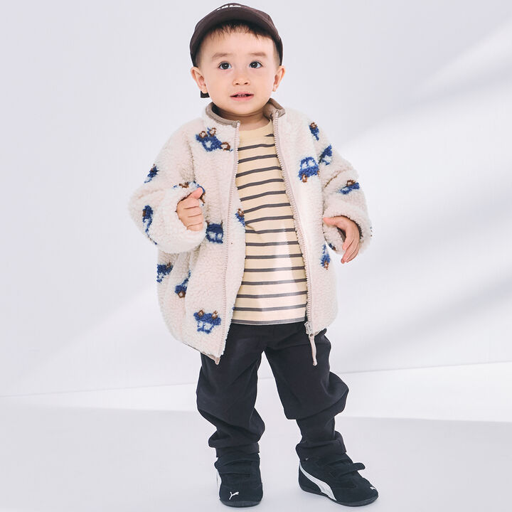 [Washable] Patterned Boa Bomber Jacket,Pearl white, medium image number 1