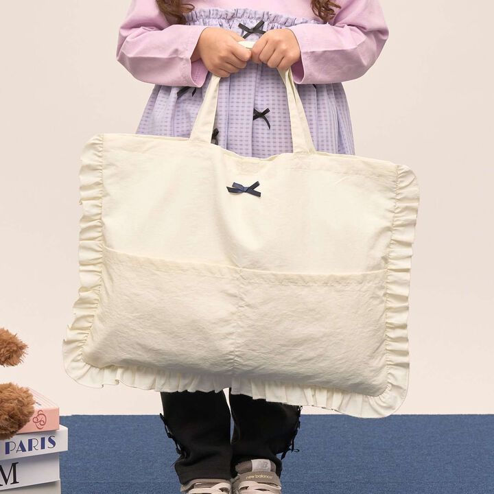 [School-Ready] [Water-Repellent, Anti-Stain, Durable, UV] Frill Lesson Bag with Ribbon,Ivory, medium image number 0