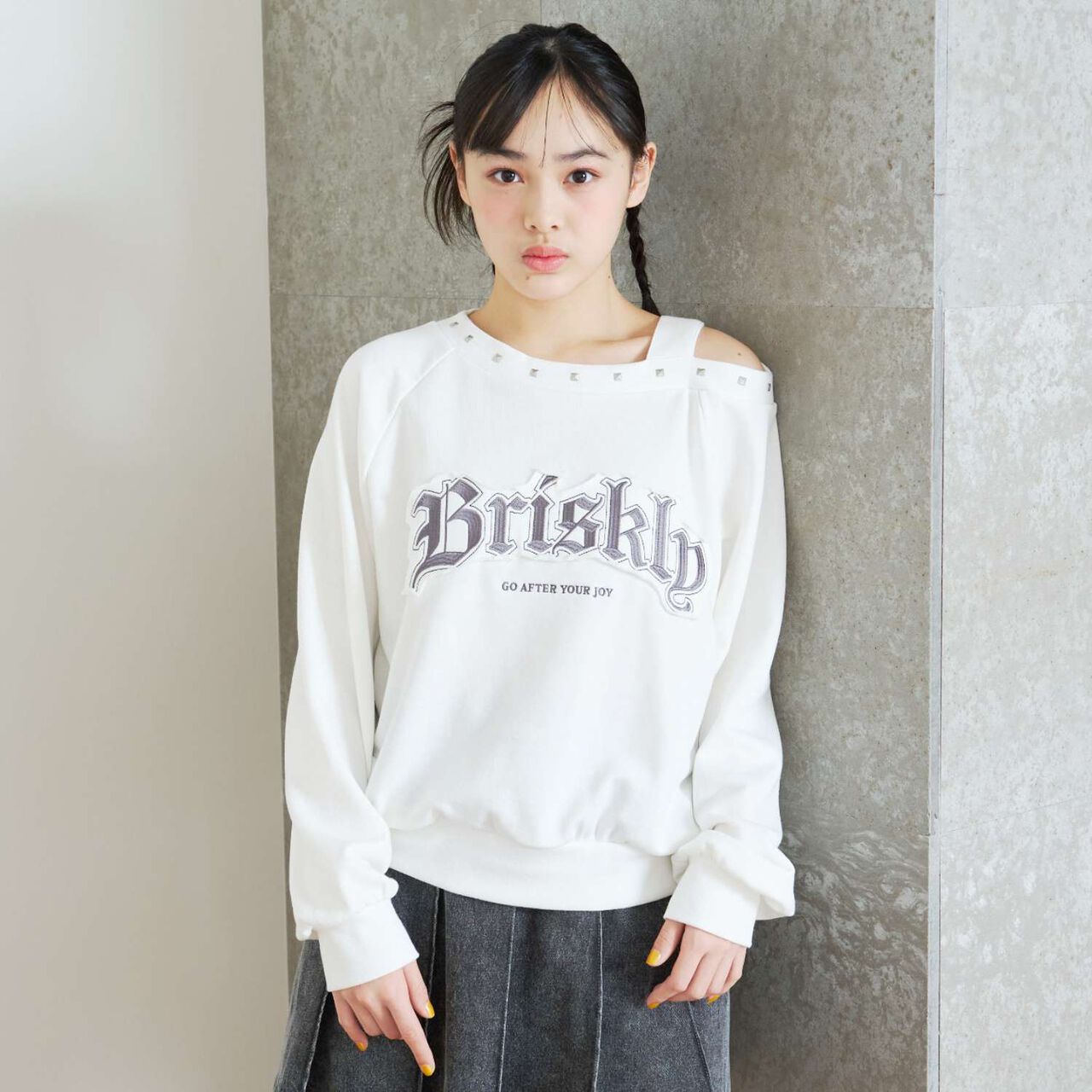 [LTXC/Cotton 100%] One-Shoulder Pullover,Black, large image number 1