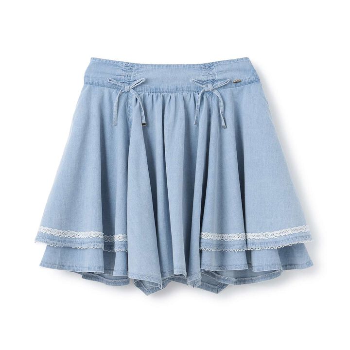 Assorted Material Irregular Hem Skirt with Shorts,Light blue, medium image number 11