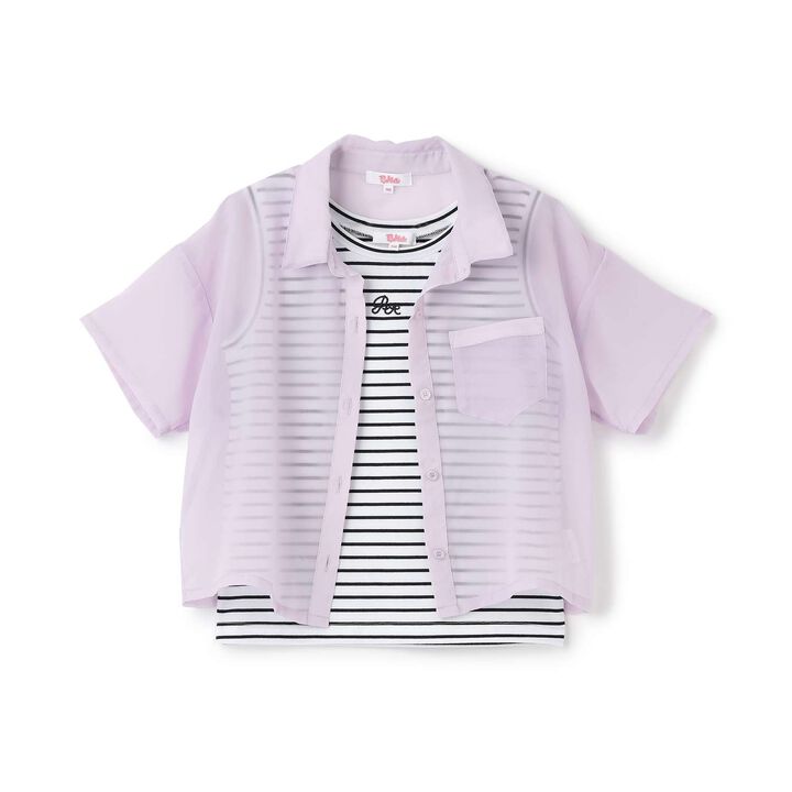 [3WAY] Short-Sleeve Sheer Shirt & Cool Sensation Tank Set,Lavender, medium image number 34