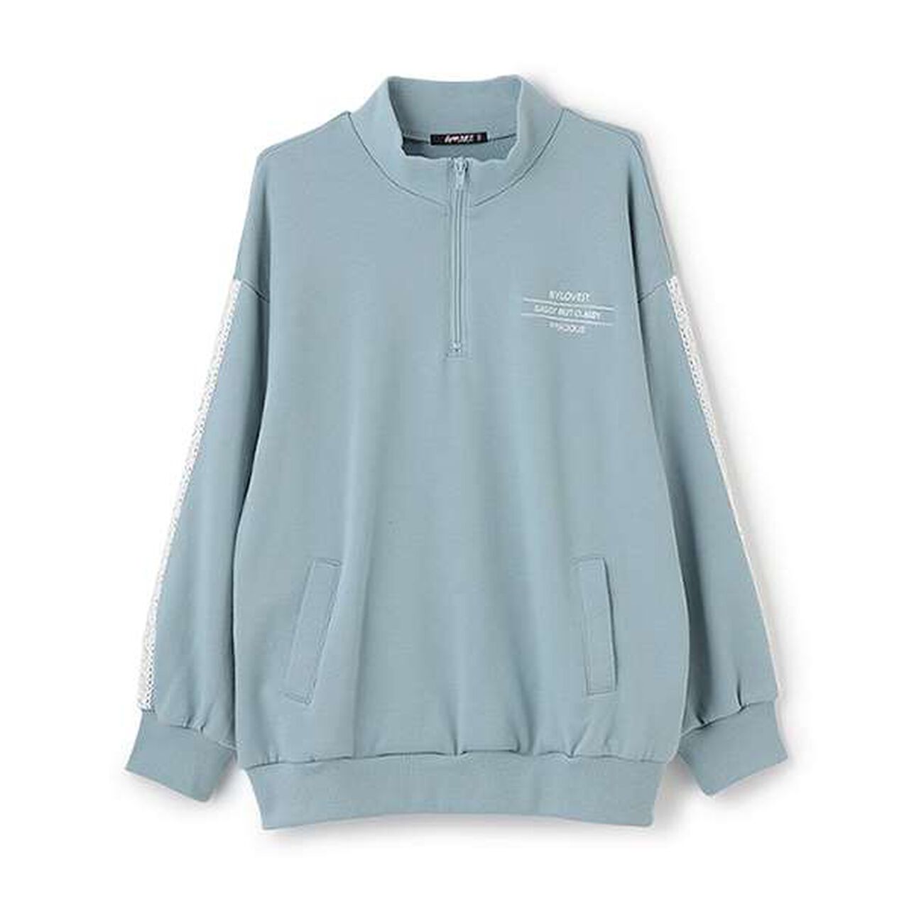 Half Zip Parka,Blue gray, large image number 0