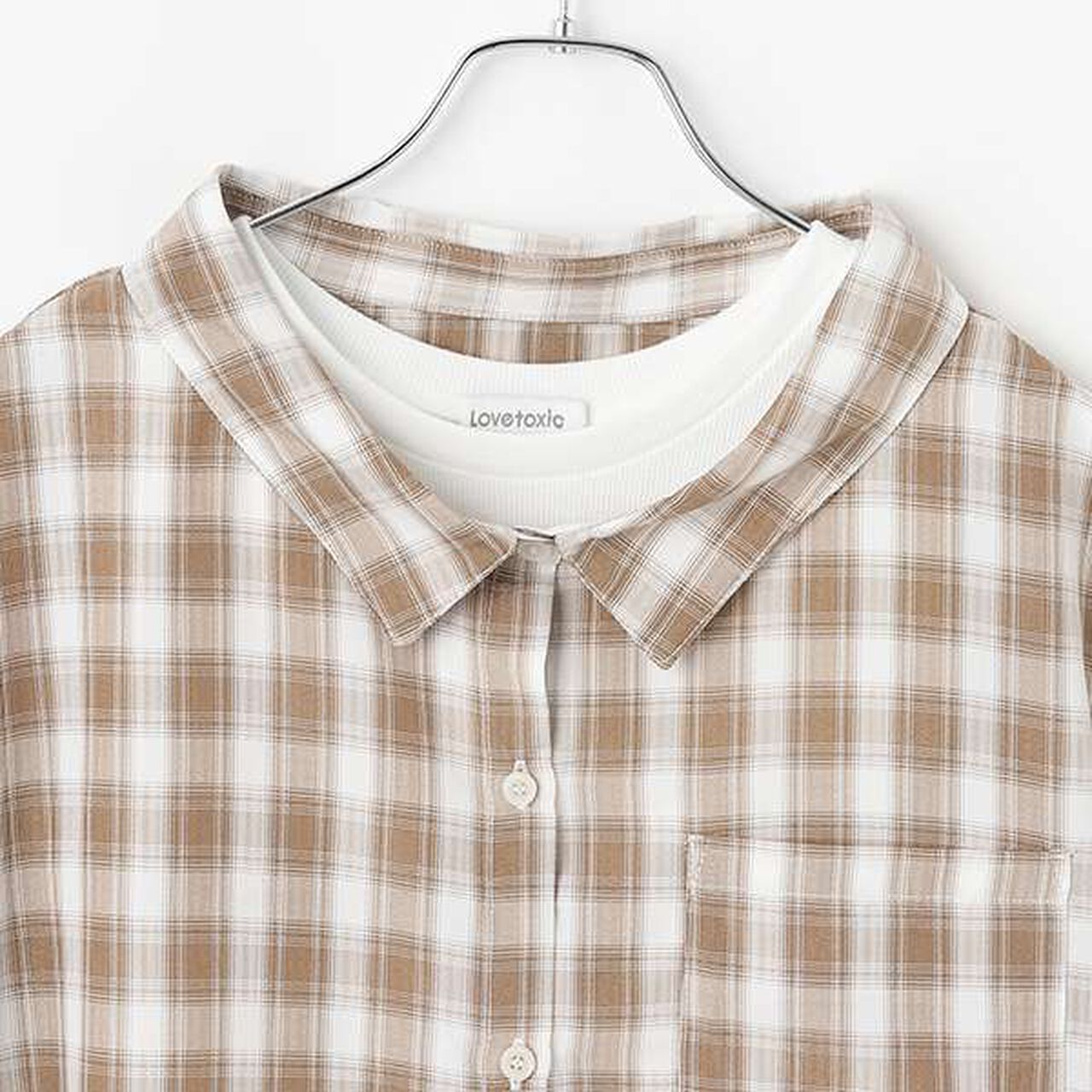 2 WAY Checkered Shirt Set,Black, large image number 3