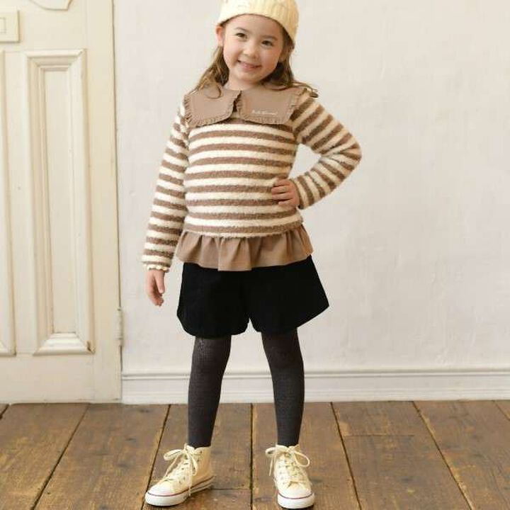 KP Collar Stripe Tunic [110-140],Brown, medium image number 4