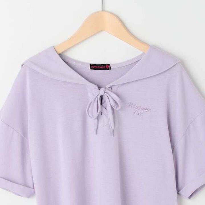 Sailor Collar Half T-Shirt,Sax blue, medium image number 4