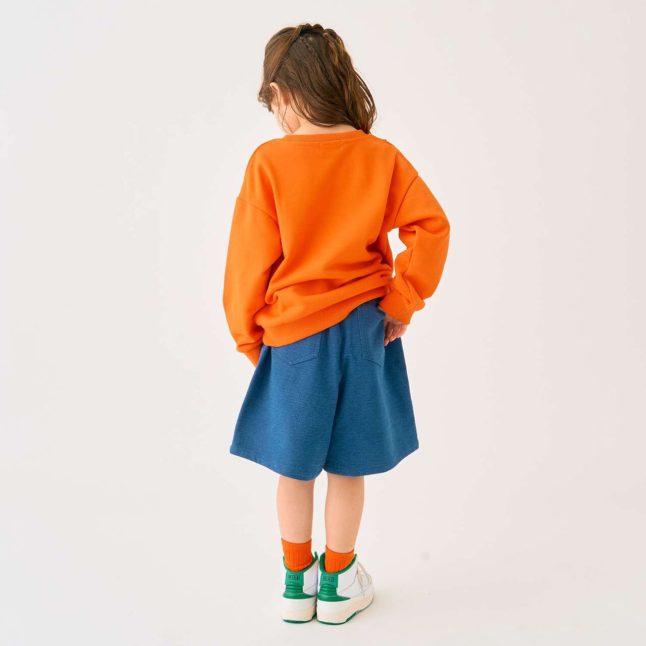 Cut Denim Culottes,Navy, large image number 12