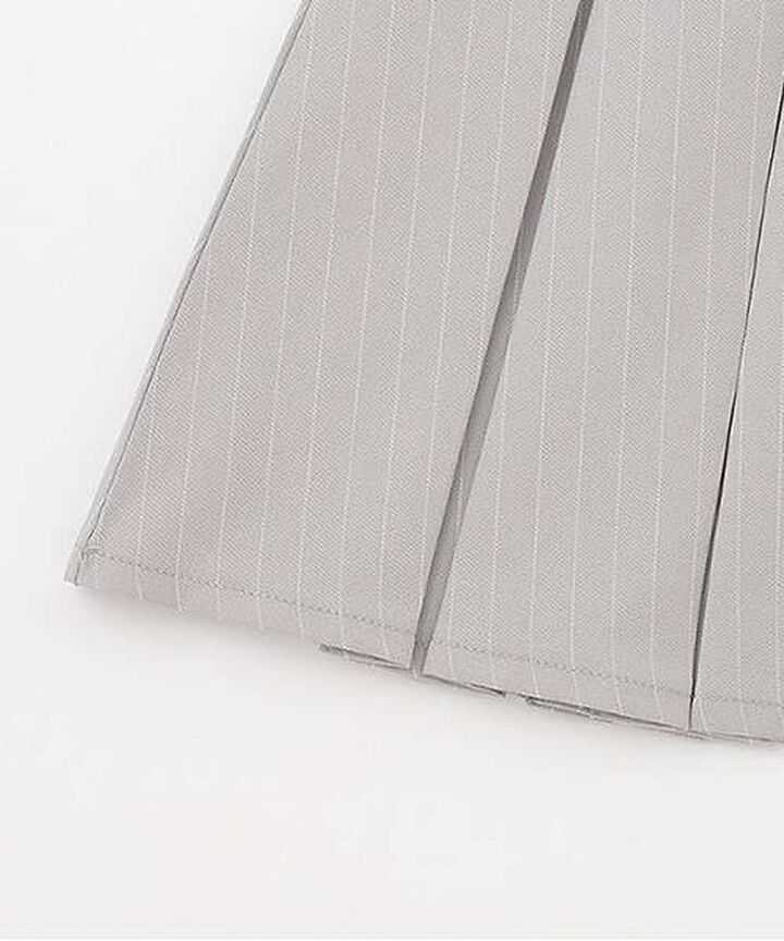 Quilted Belt Pleated Skirt,Light gray, medium image number 6