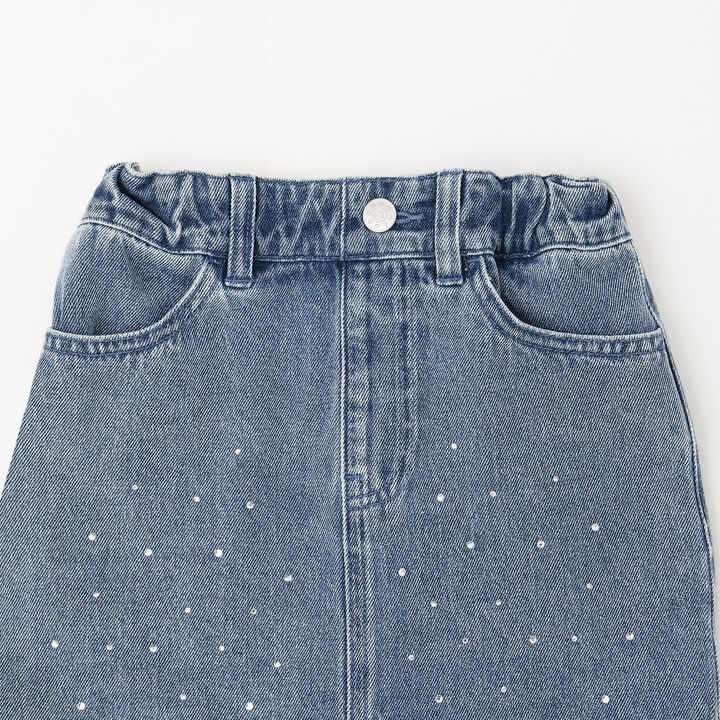 Rhinestone Denim Skirt,Blue, medium image number 8