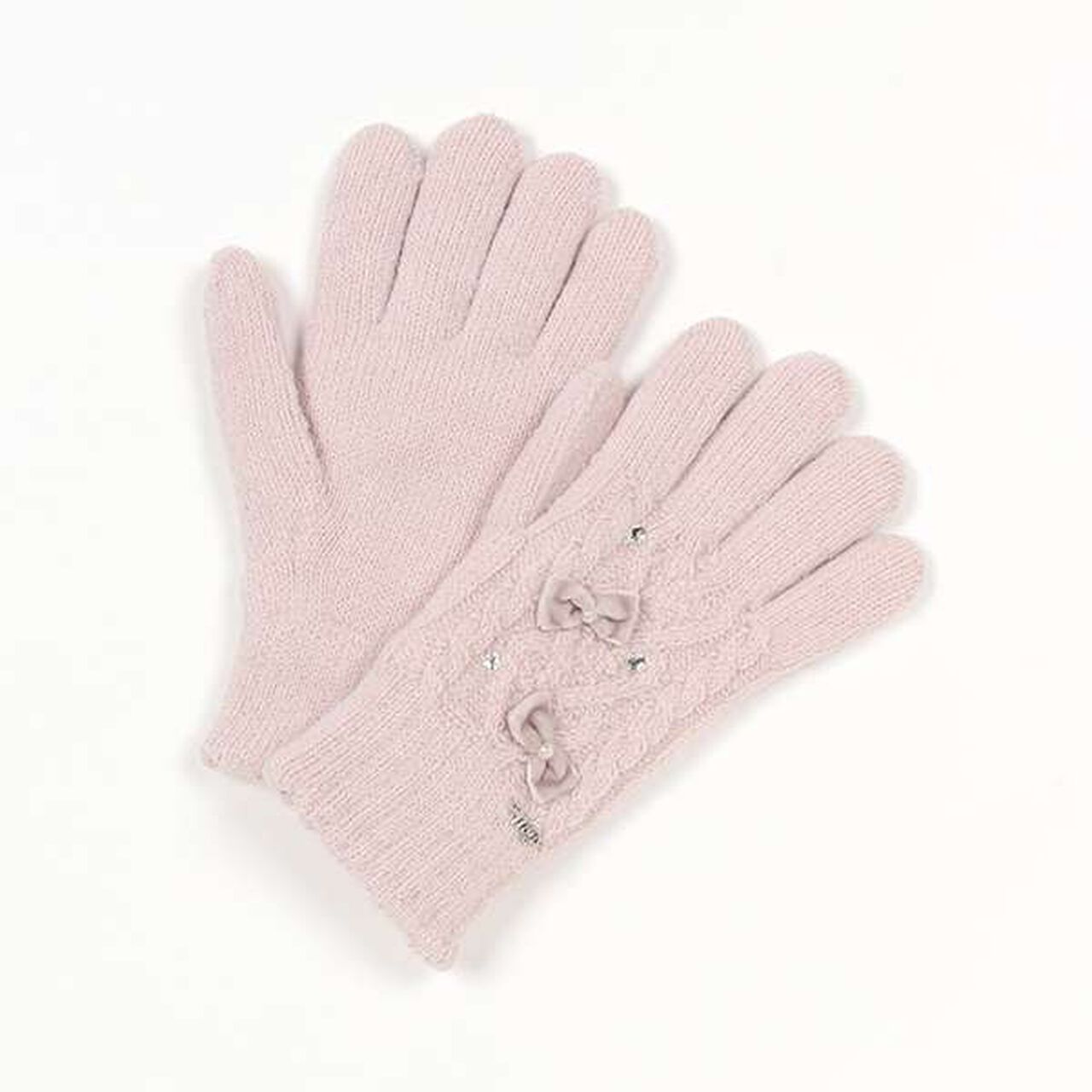 Reversible Fleece Ribbon Gloves,Light pink, large image number 0