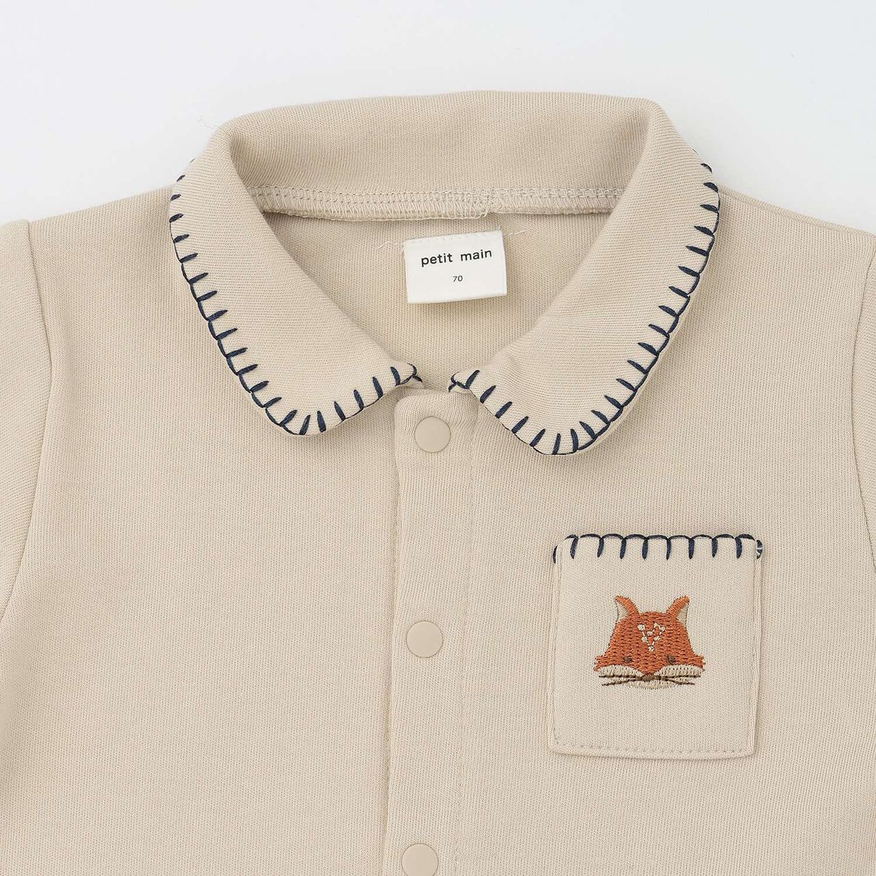 刺繡領連身衣,米色, large image number 2