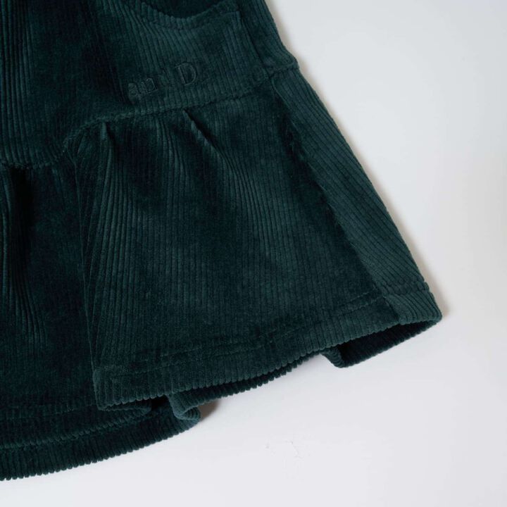 Gathered Cut Corduroy Skirt with Shorts,Deep green, medium image number 10