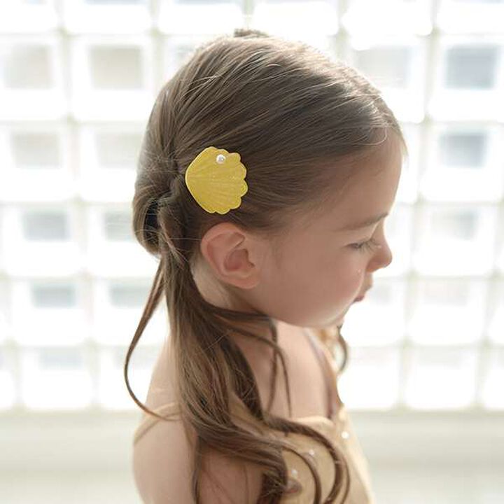 [Restock] Pearl-Accented Sparkling Shell Hair Clip 2-Piece Set,Lemon yellow, medium image number 6