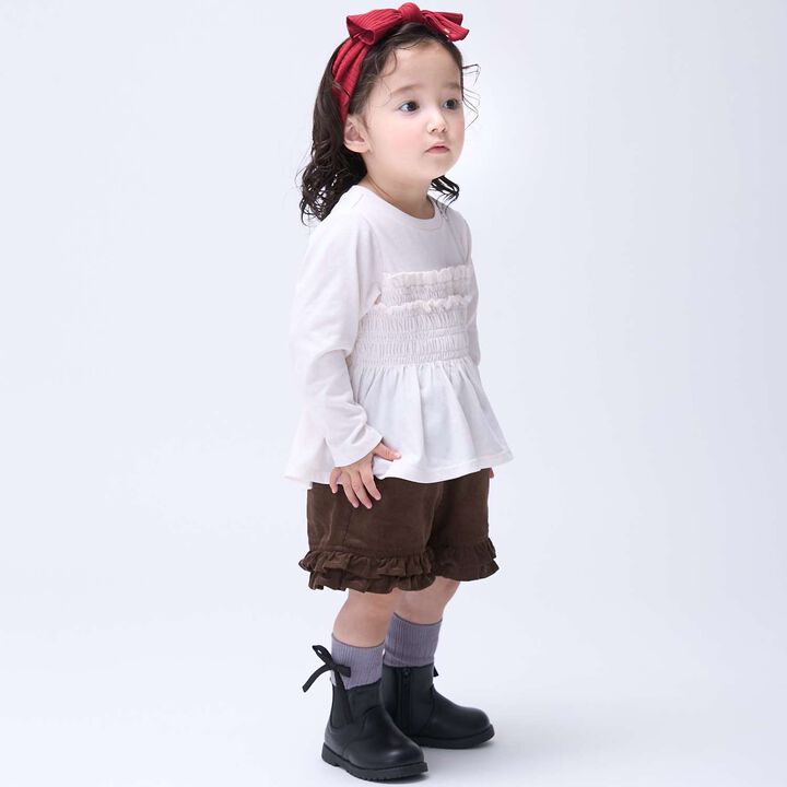 Link - Shirred Peplum Long-Sleeve T-Shirt,Pearl white, medium image number 4