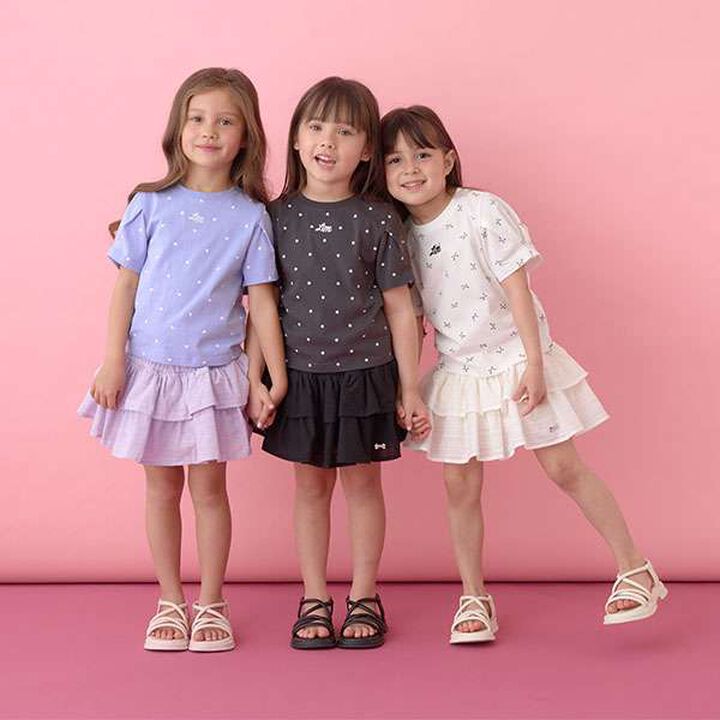 [Soft Cotton] Assorted All-Over Pattern T-Shirt with Tuck Sleeves,Moderate blue, medium image number 24