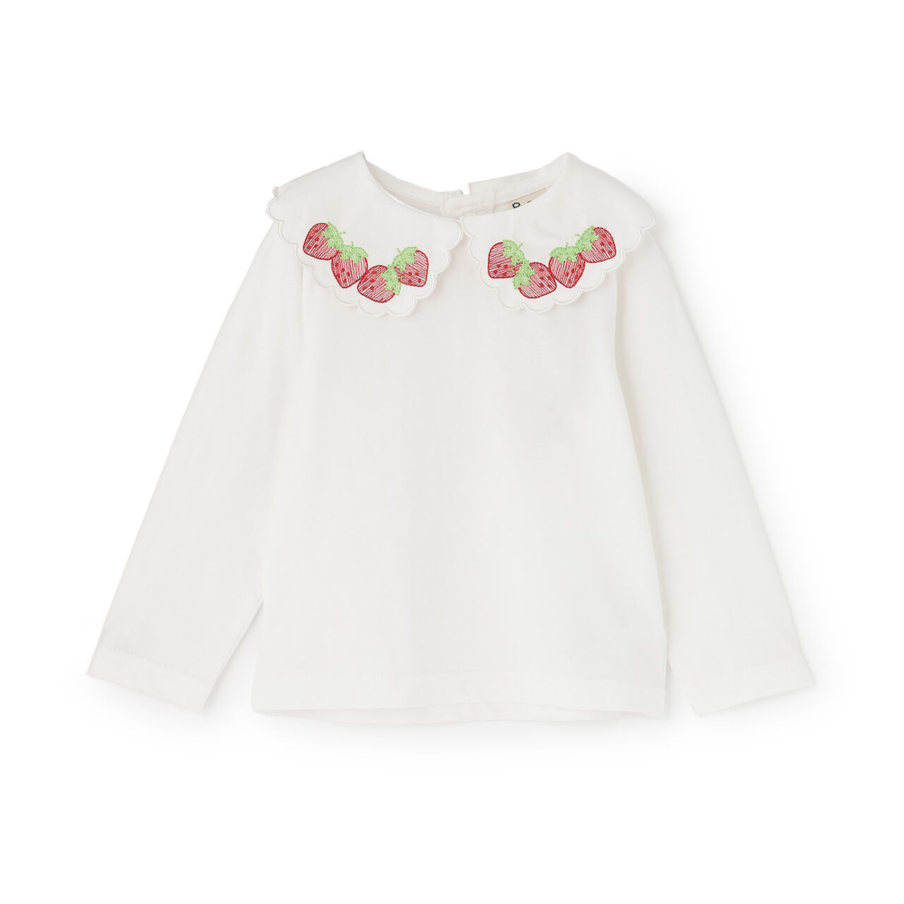 Strawberry Embroidery Scallop Collar Top,Navy, large image number 10