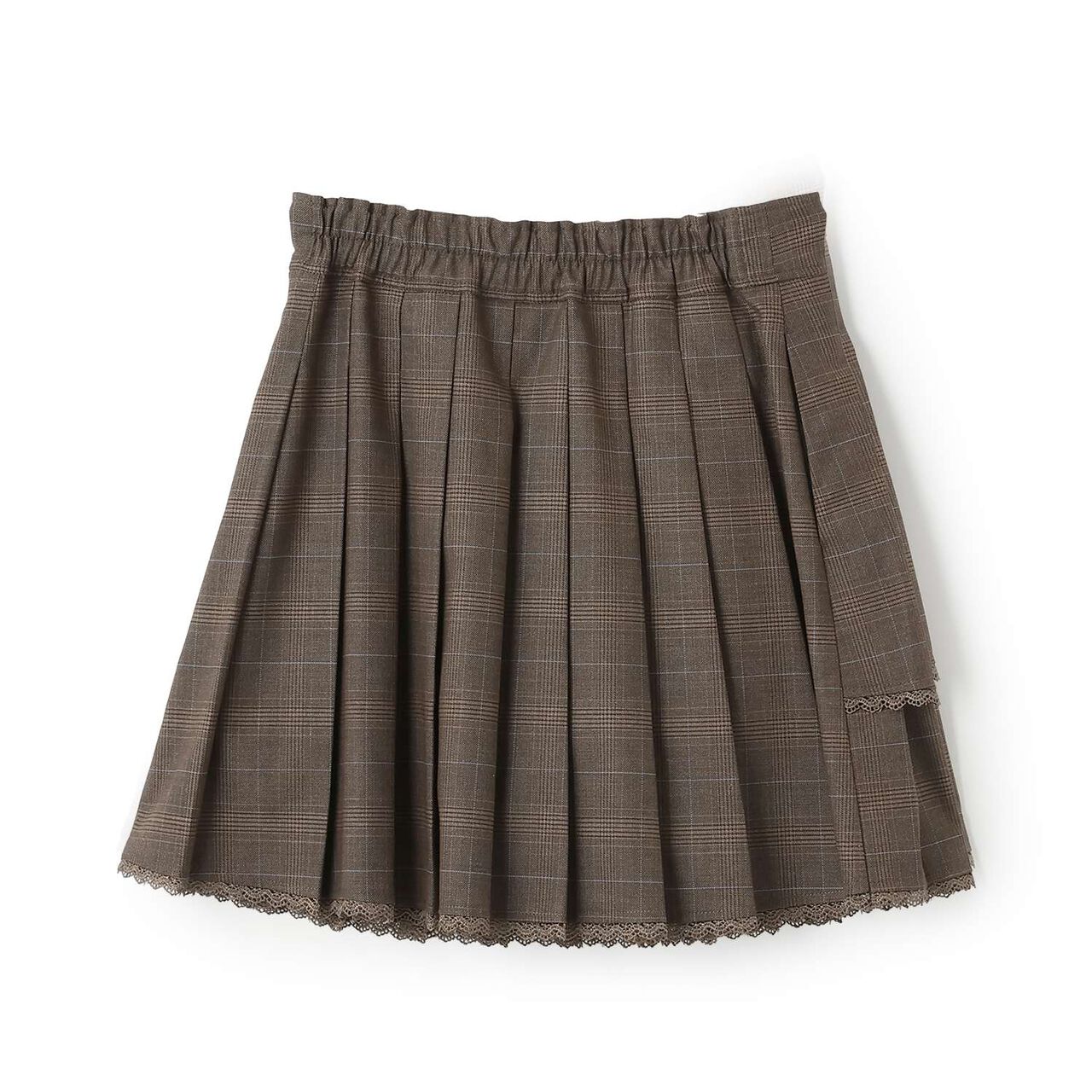 Trim Lace Double Layer Pleated Skirt-Pants,Black, large image number 1