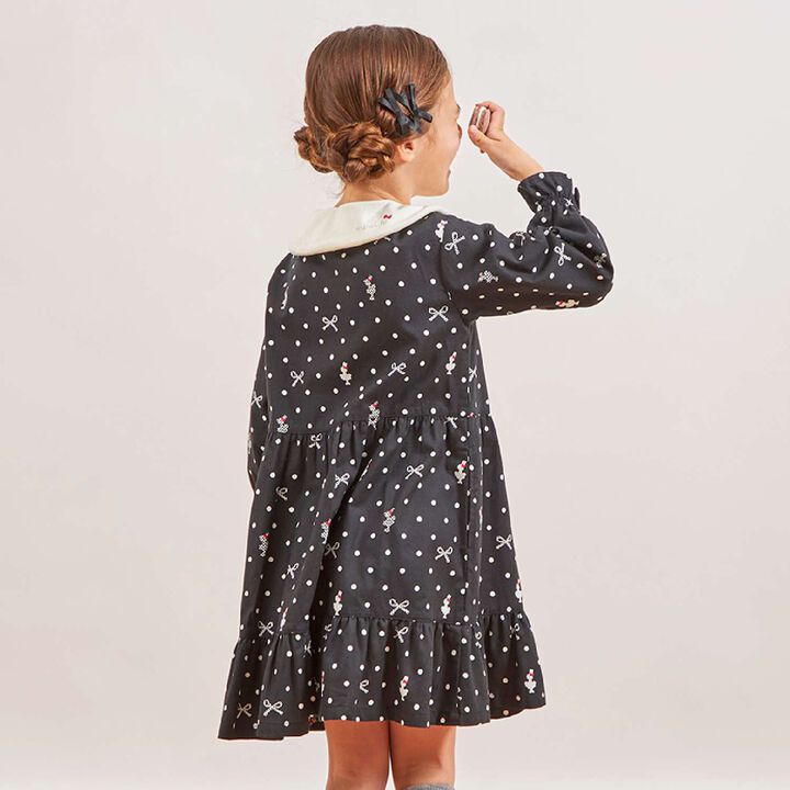 Dot Ribbon Pattern Viera One-Piece Dress [with Tippet],Ivory, medium image number 15