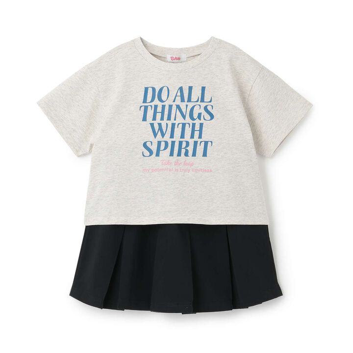 [3way Cool Touch] Logo Short-Sleeve T-Shirt & Pleated Skirt Outfit Set,Smoke white, medium image number 29