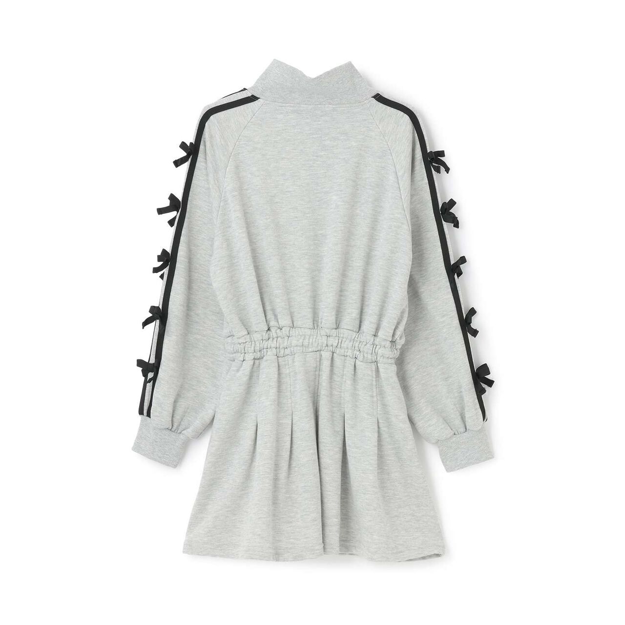 Sleeve Ribbon One-Piece Dress,Medium gray, large image number 4