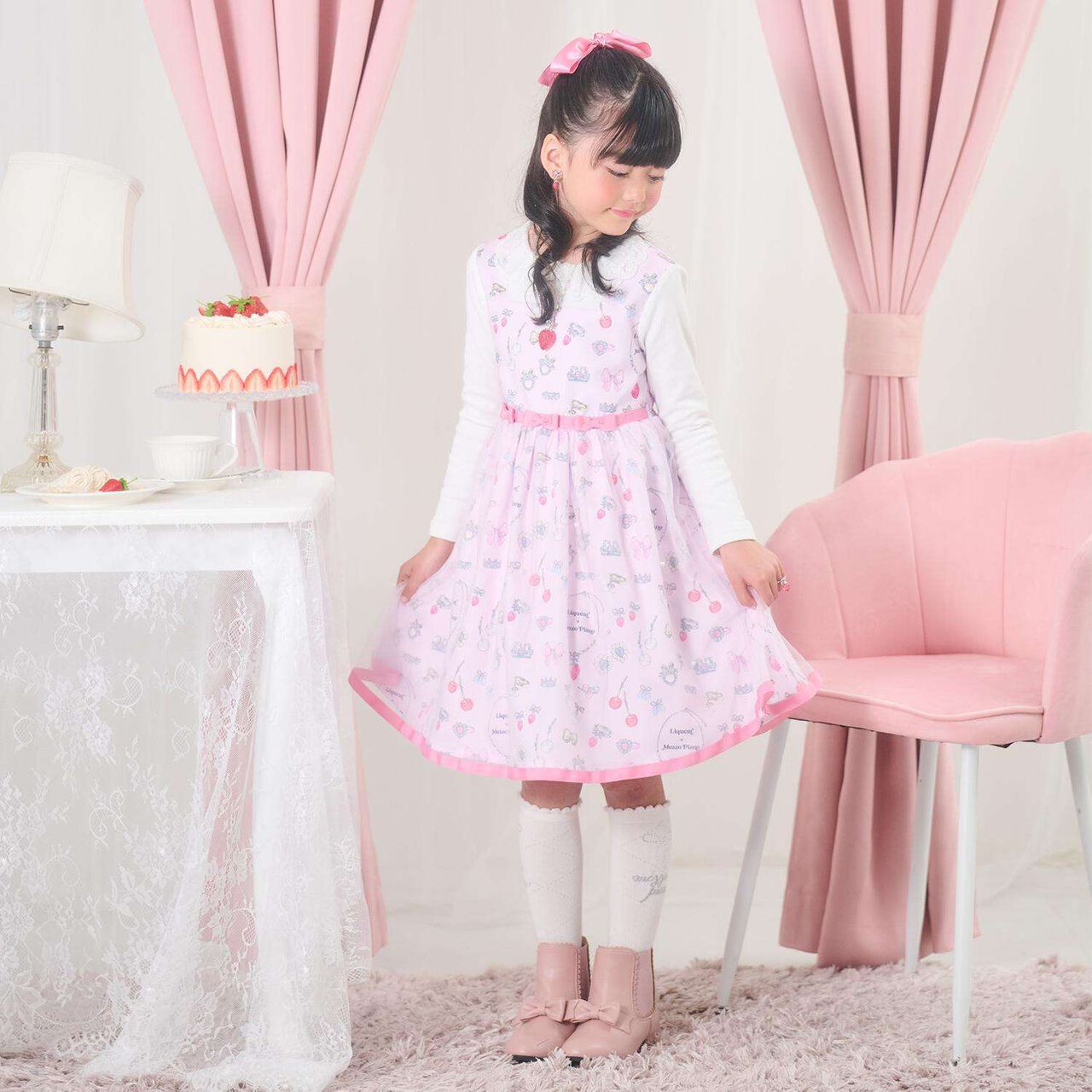 [Liquem] Pattern Docking Dress,Pink, large image number 0