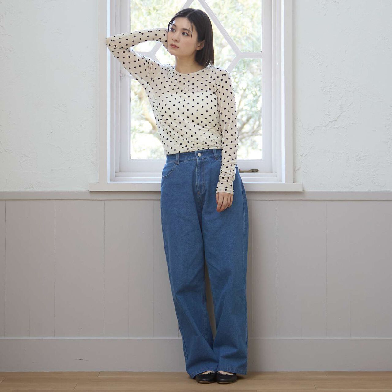 [Formal] 2-Way Sheer Dot Top,Black, large image number 5