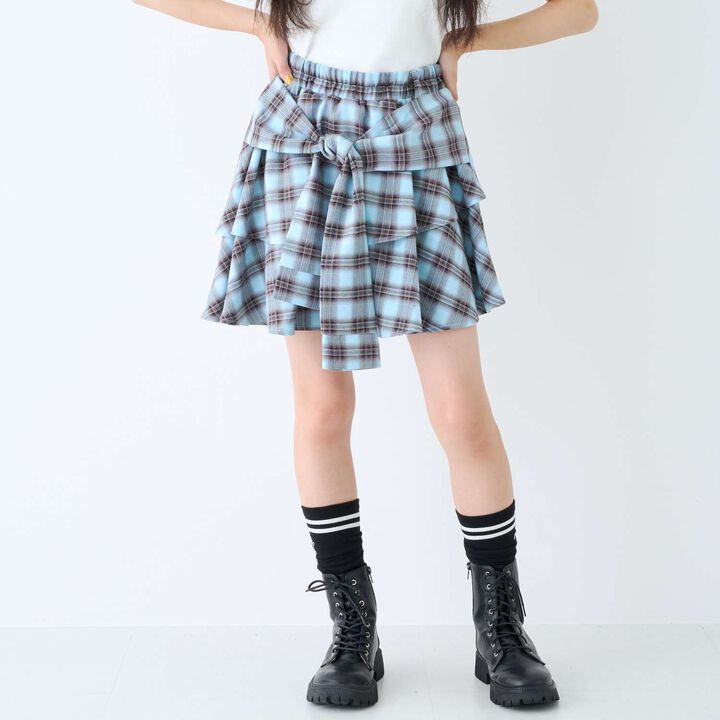 [LTXC] Checkered Wrap-Around Hem Culottes,, medium