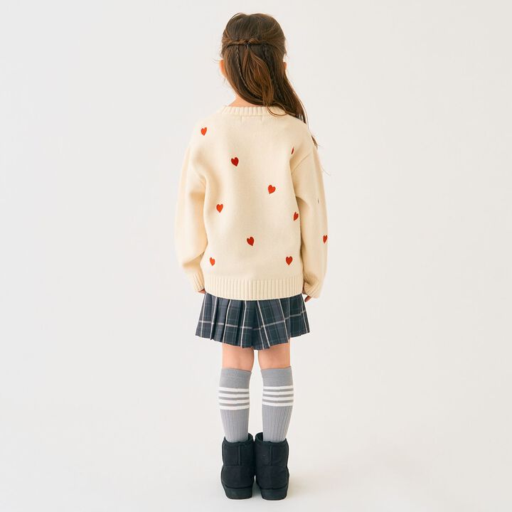 Heart Embroidery Knitwear,Off white, medium image number 10