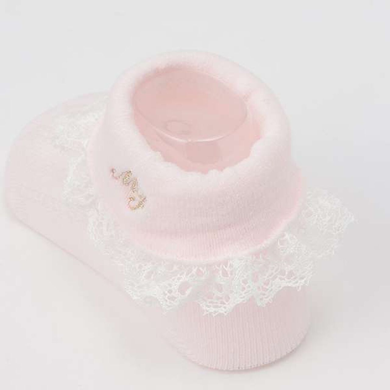 Lace Logo Embroidery Socks,Off white, large image number 2