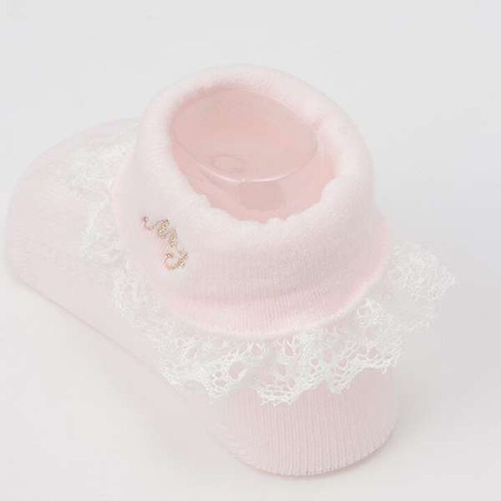 Lace Logo Embroidery Socks,Off white, medium image number 2