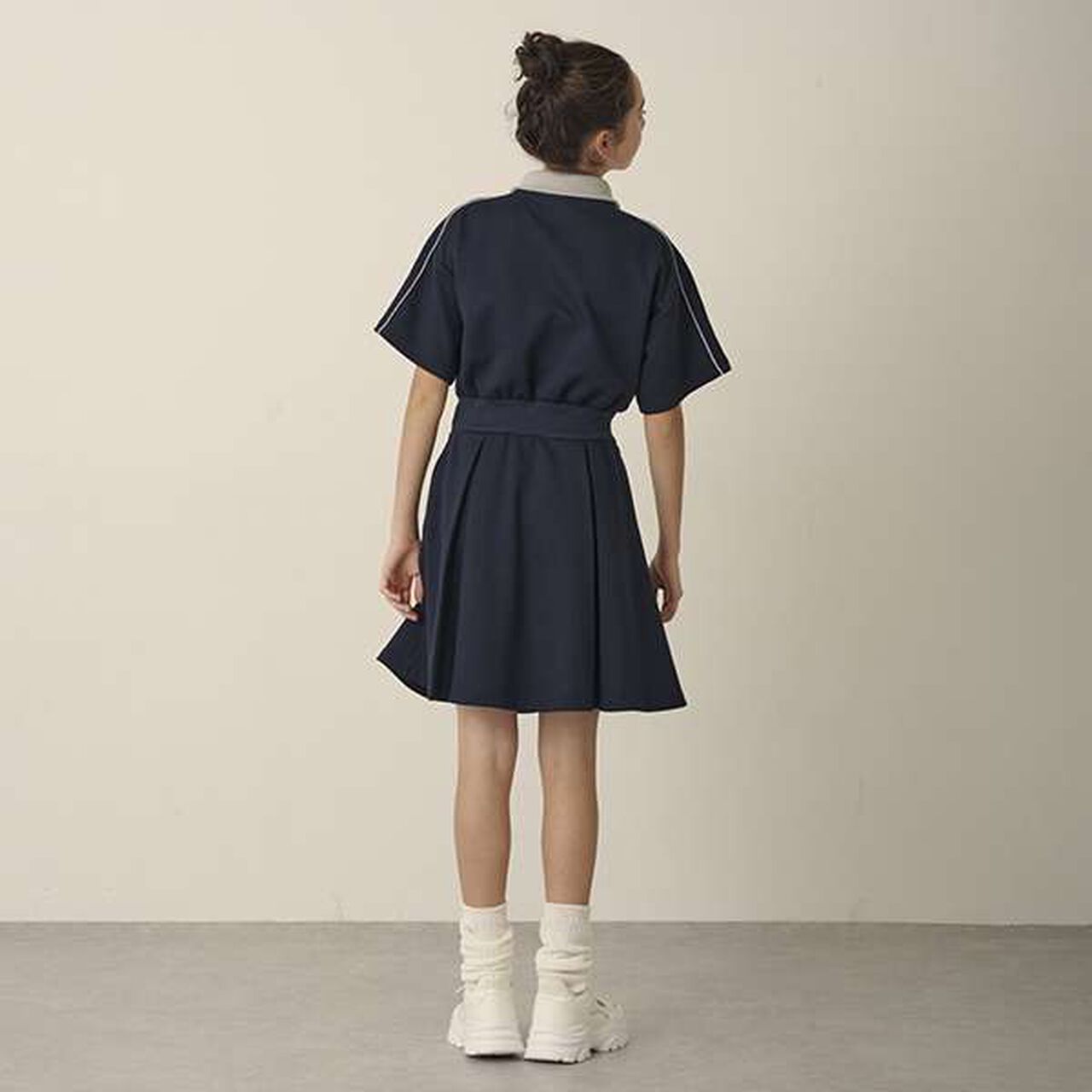 Half ZIP Cut One-Piece Dress,Blue, large image number 2