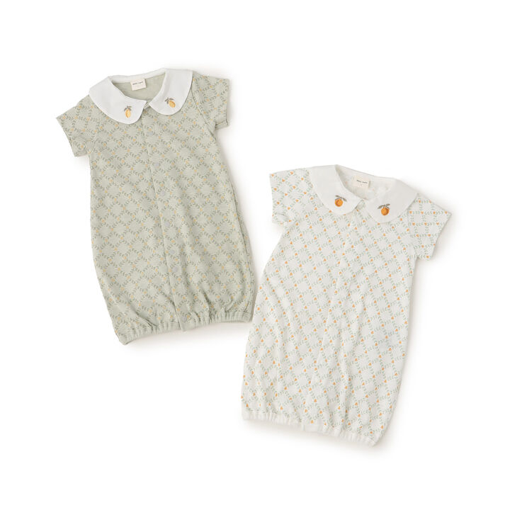 Fruits Collar Embroidered 2WAY Romper,Moss green, medium image number 8
