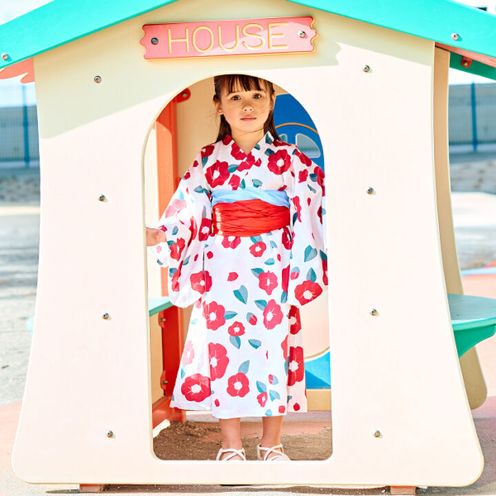 Pattern Assortment Easy-to-Wear One-Piece Yukata (2-Piece Obi Set),Deep red, medium image number 6