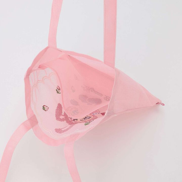 Berrie-chan Embroidered Mesh Tote,Pink, medium image number 4