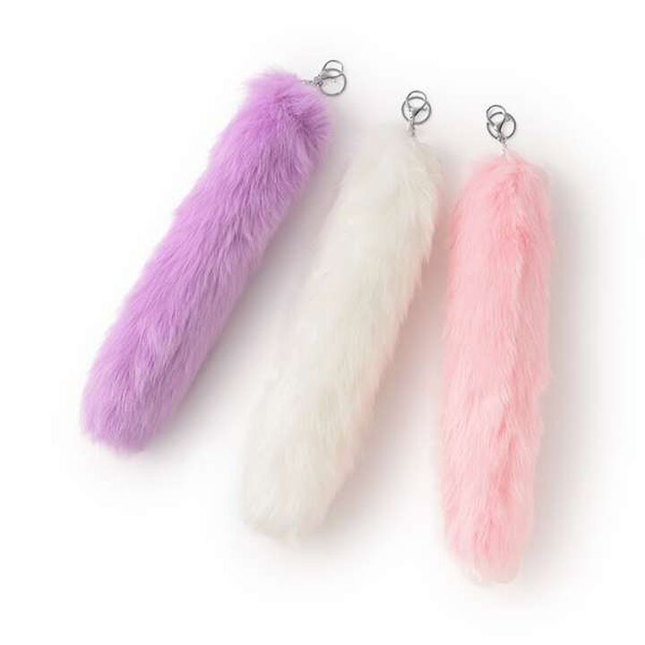 Faux Fur Tail Charm,Pink, medium image number 3