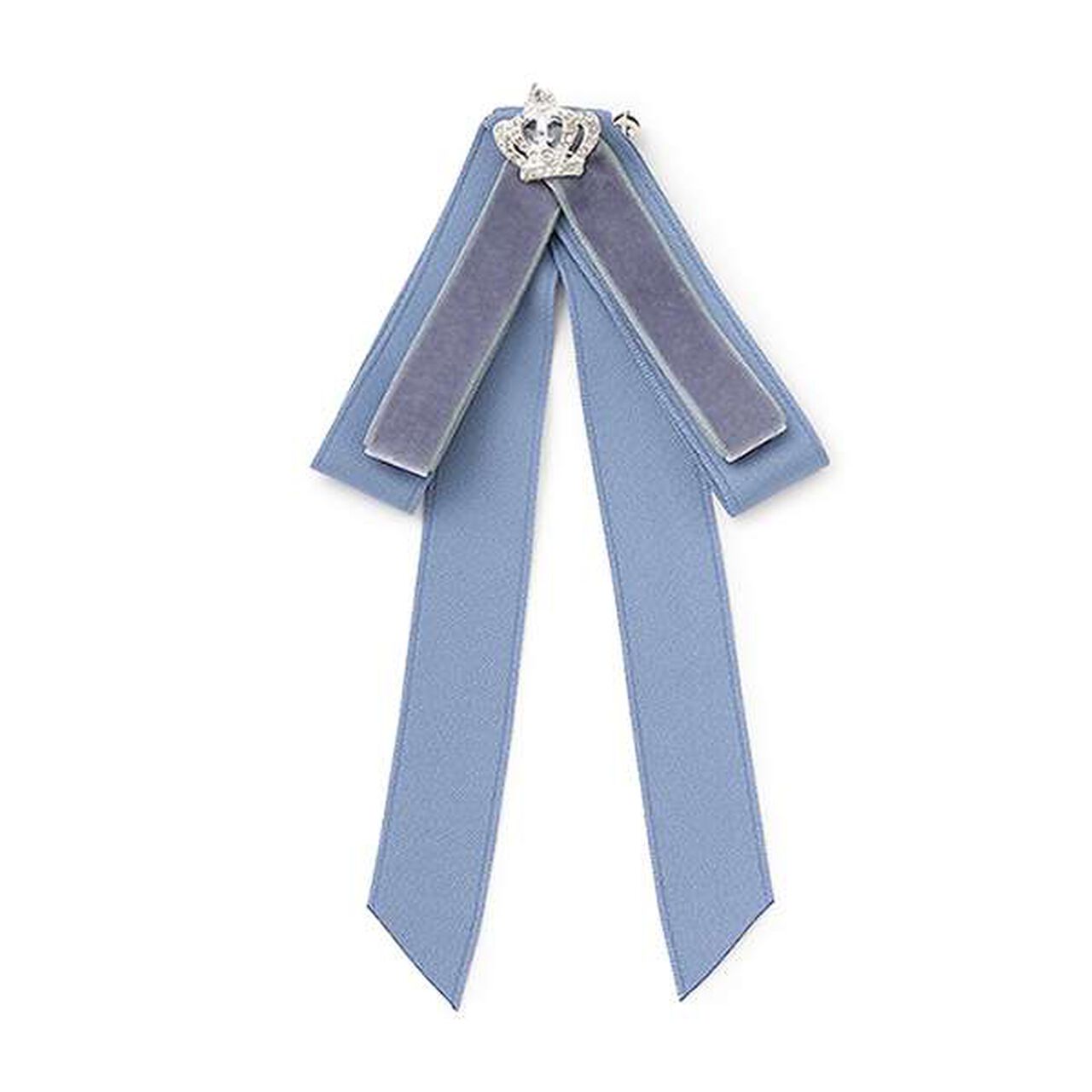 Crown Tie Ribbon Brooch,Blue, large image number 0