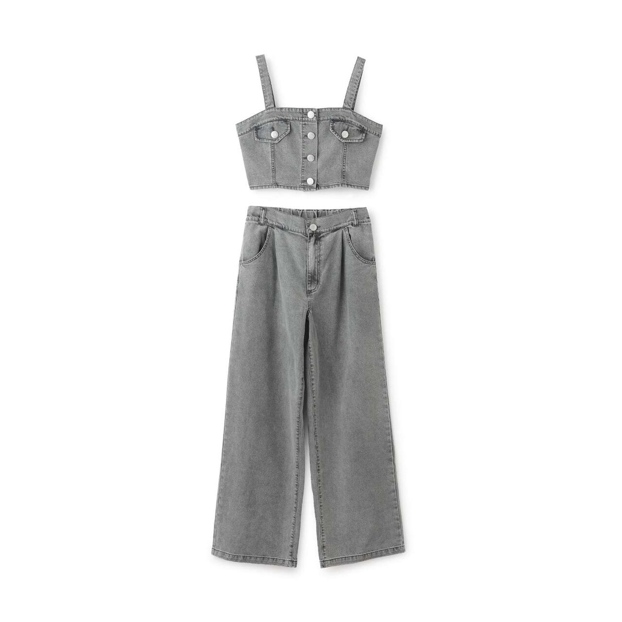 [LTXC / Cool Touch] Denim Pants and Bustier Set,Gray, large image number 7