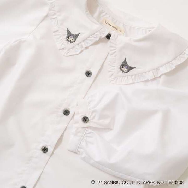 Sanrio Kuromi Frill Collar Blouse & Ribbon Hair Tie Set,Black, medium image number 15