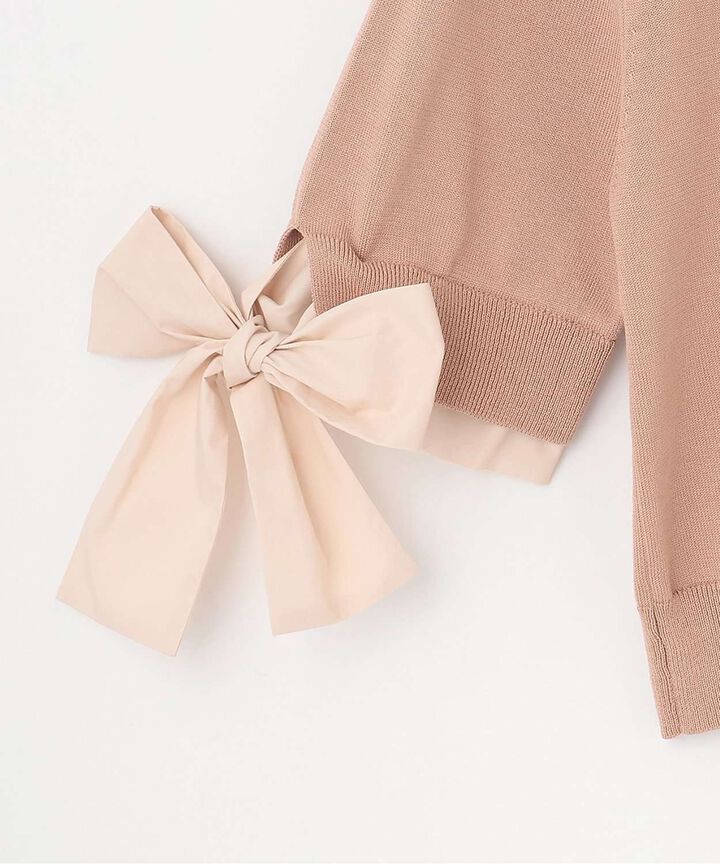 Ribbon Sleeve Layered Knitwear [Korean Fashion],Navy, medium image number 9