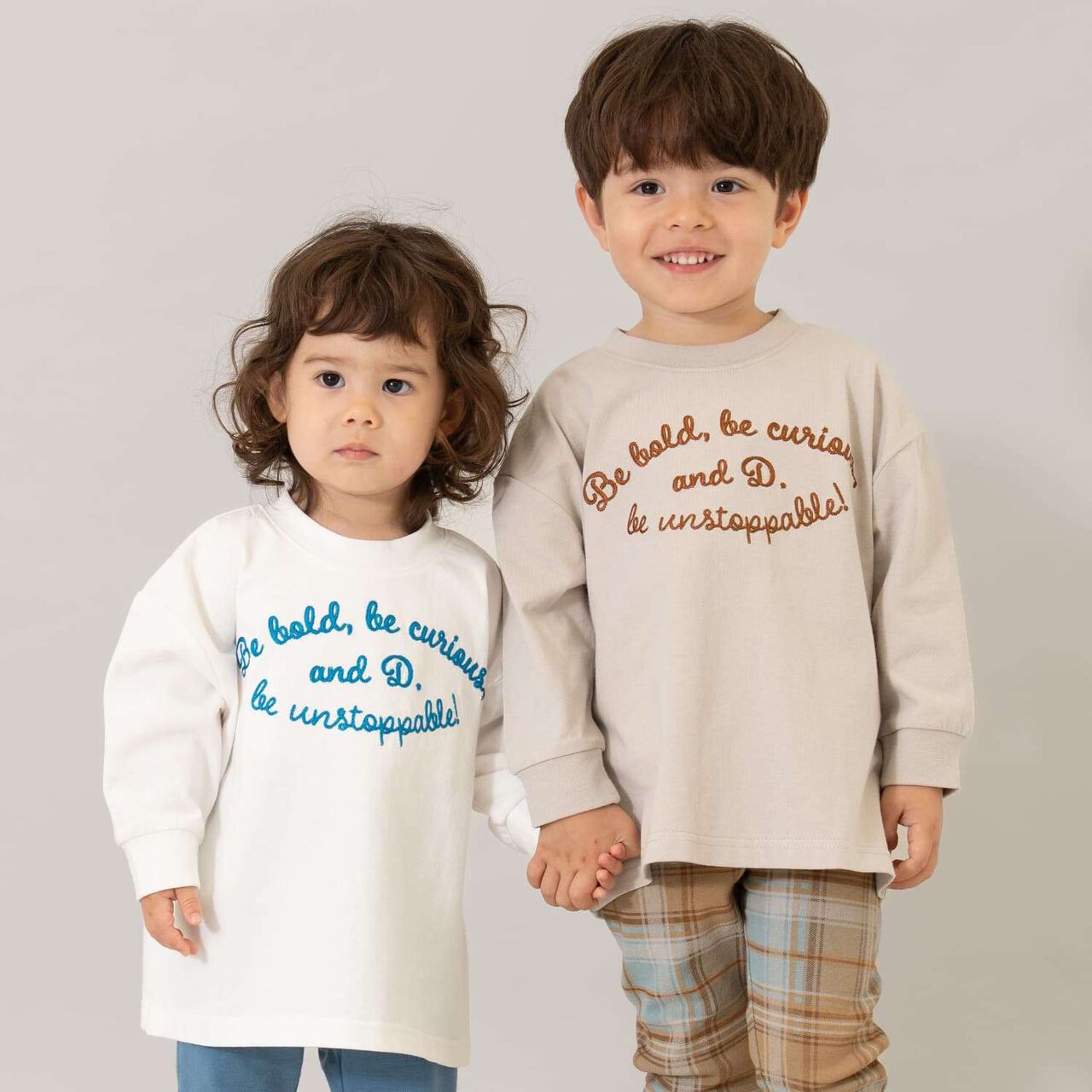 [USA Cotton] Chain Stitch Logo Wide Long Sleeve T-Shirt,Black, large image number 1