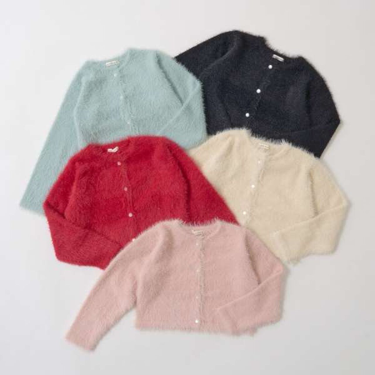 Shaggy Knit Cardigan,Red, large image number 1