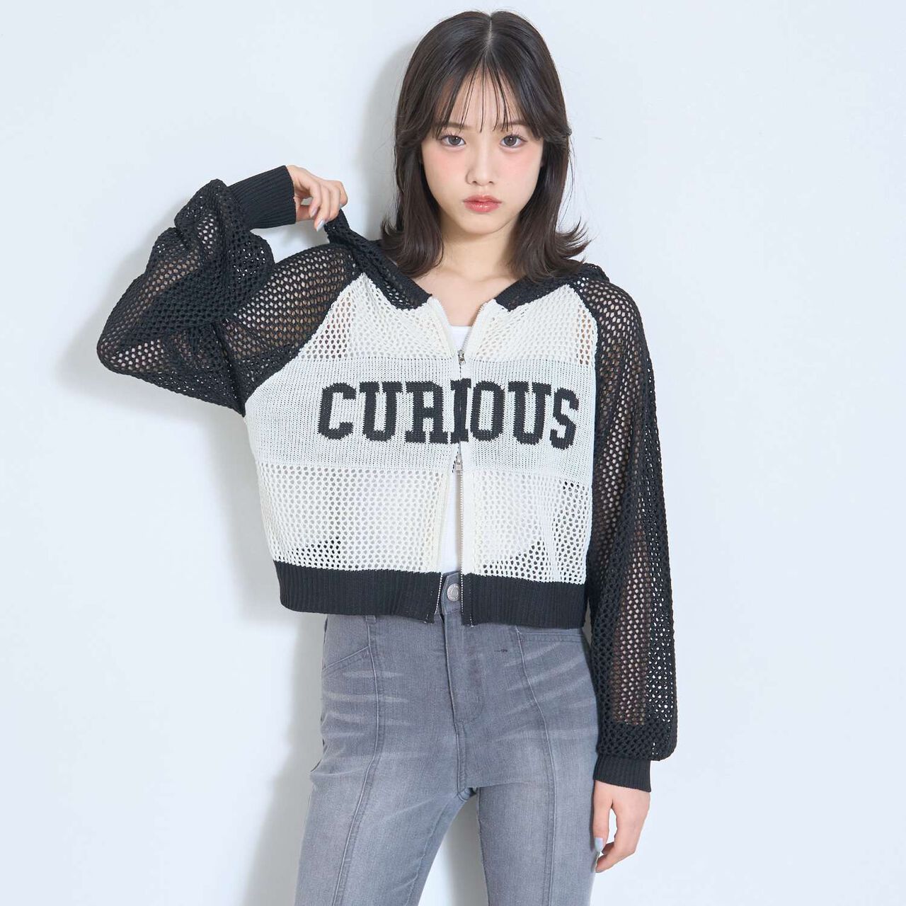 LTXC Washable Mesh Knit Zip Parka,Brown, large image number 3