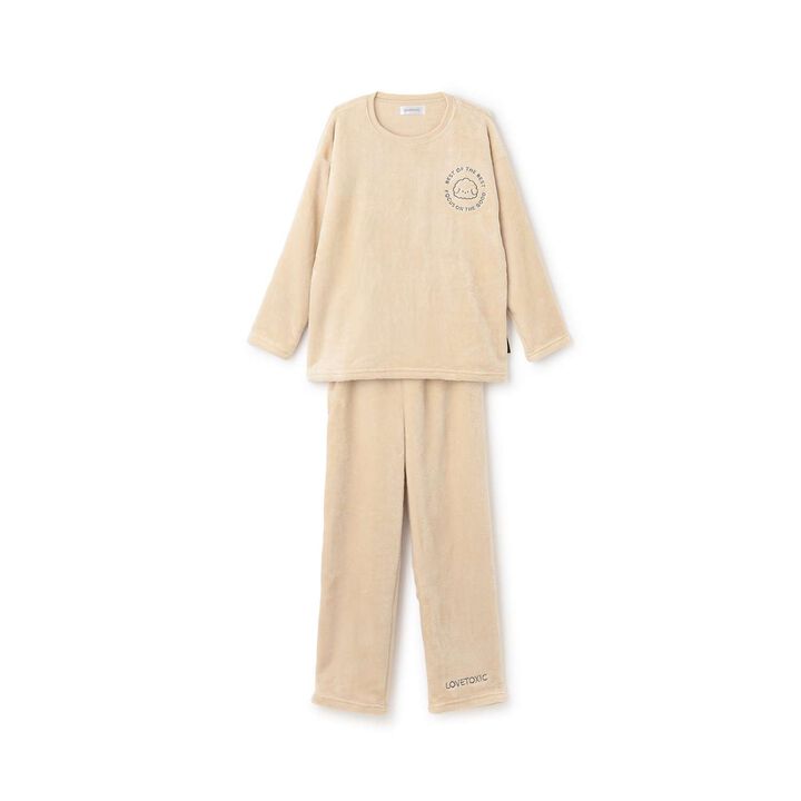 Warm Animal Circle Embroidered Loungewear & Pajama Pants Set,Beige, medium image number 3