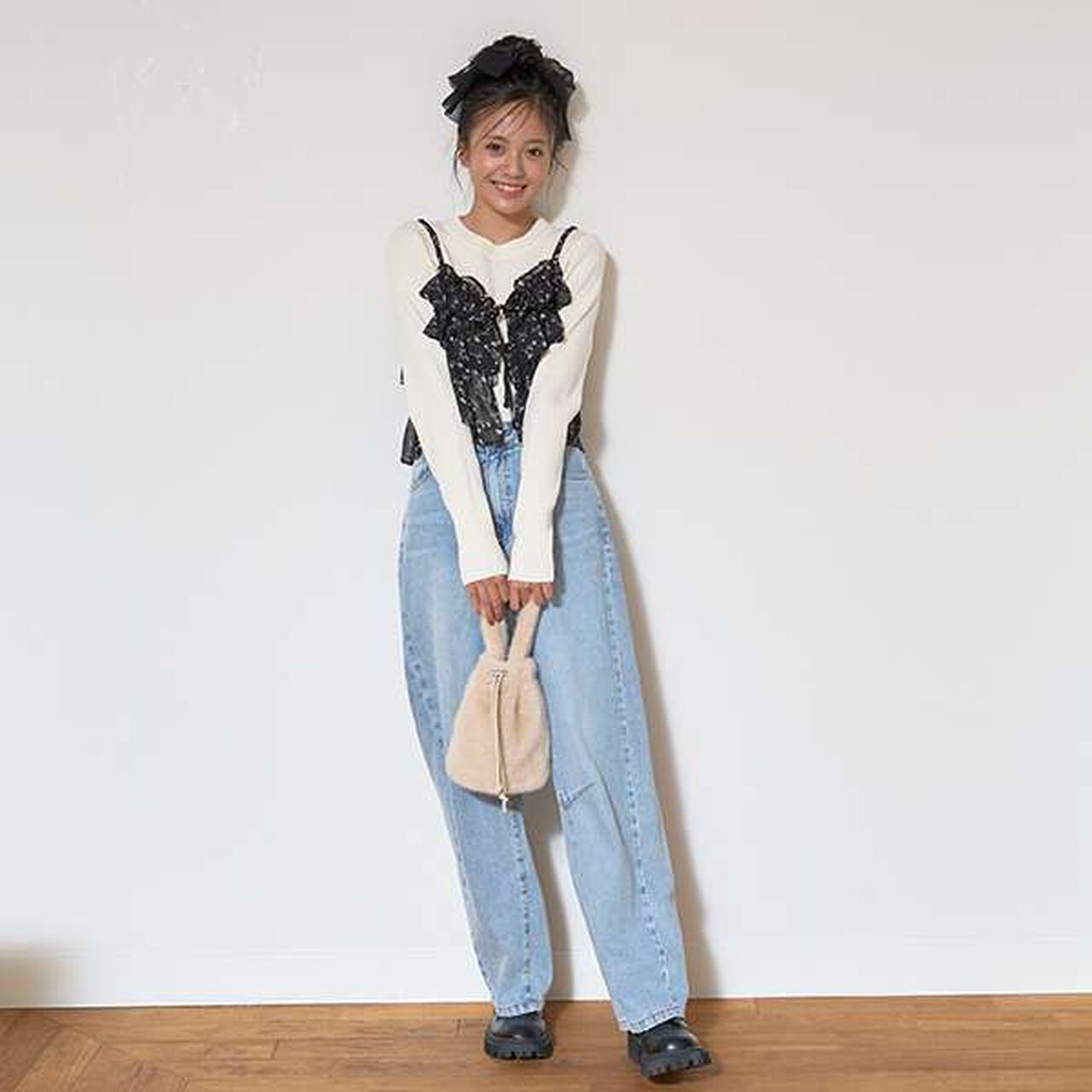 Faux Fur Shoulder Bag,Off white, large image number 8