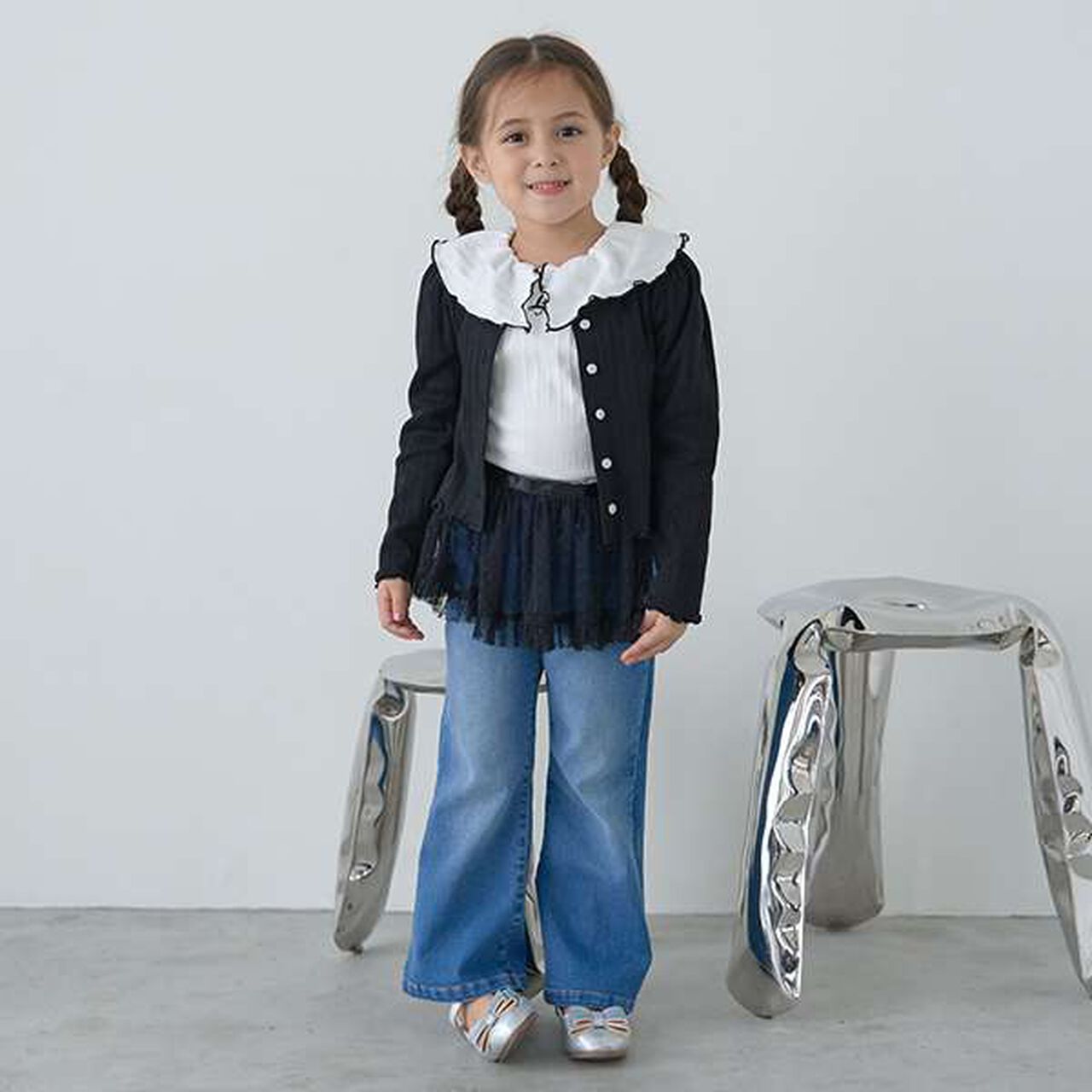 Front and Back Both OK! Collared Long-Sleeve T-Shirt,Pink, large image number 2