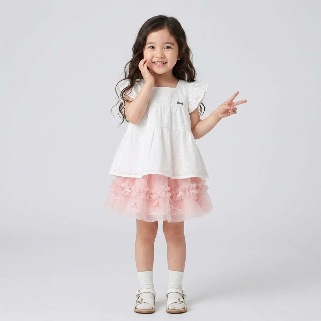 Floral Embroidered Cotton Lace Tunic,Off white, large image number 9